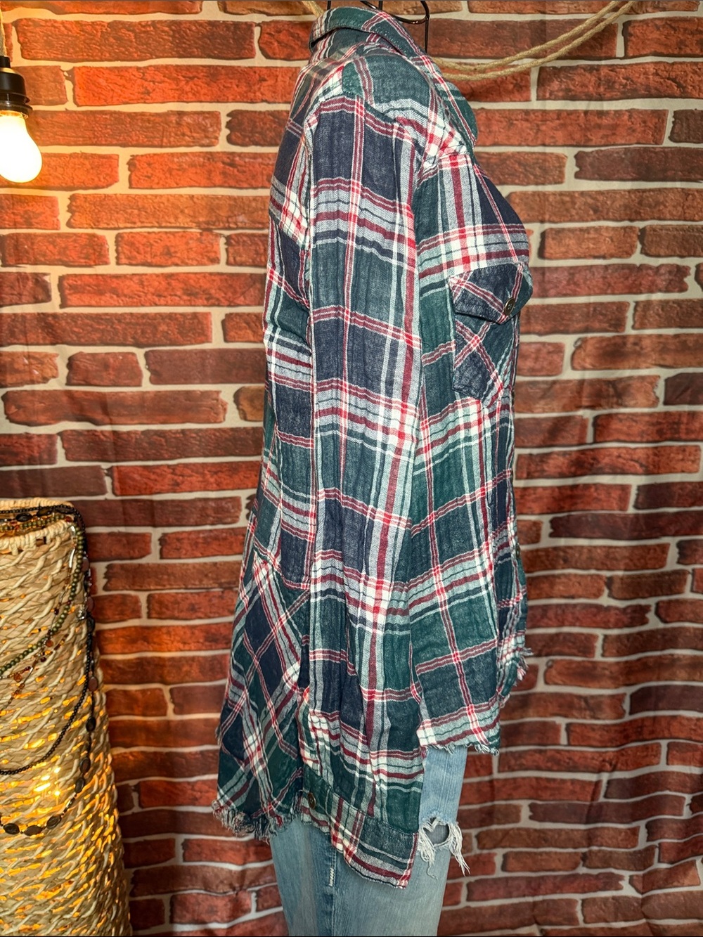 👚 Nostalgia Plaid Button-Up Shirt Y2K — Blue/Green/Red — Sz XL / D - Picture 5 of 11